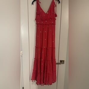 Elegant Pink Maxi dress with Gold Accents